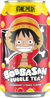 BOBBASAN Bubble Tea, One Piece, Erdbeer & Pfirsich, Luffy 320ml