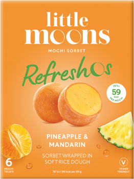 LITTLE MOONS Mochi-Eis Ananas & Manderine (vegan) Sorbet 192g