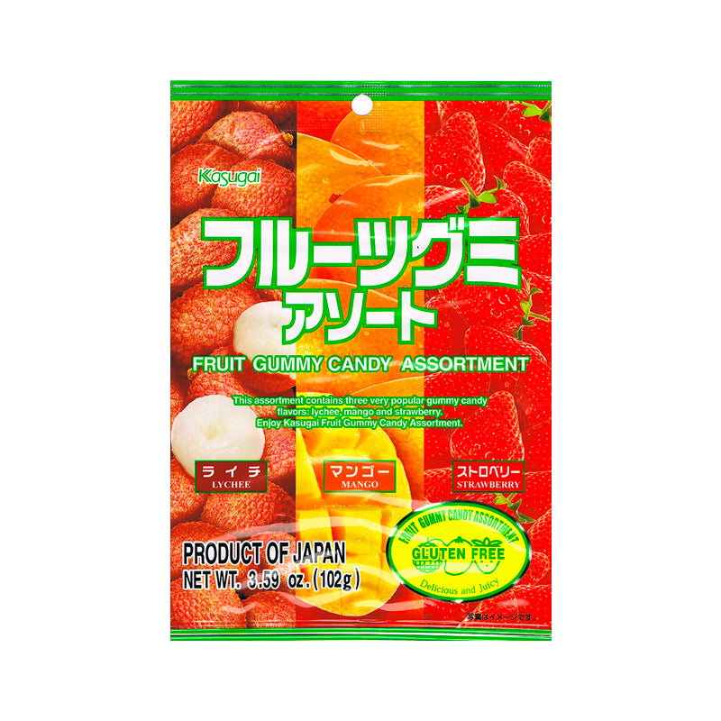 KASUGAI Fruchtgummi Mischung Litschi, Mango, Erdbeere 102g