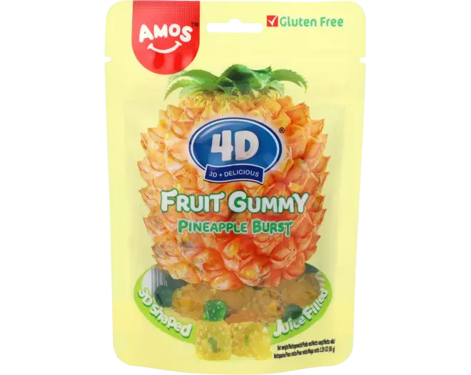 AMOS 4D Fruchtgummibärchen Saftiger Geschmack - Ananas 65g