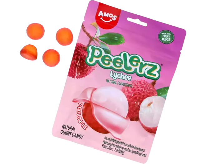 AMOS Peelerz Gummibärchen Lychee 65g