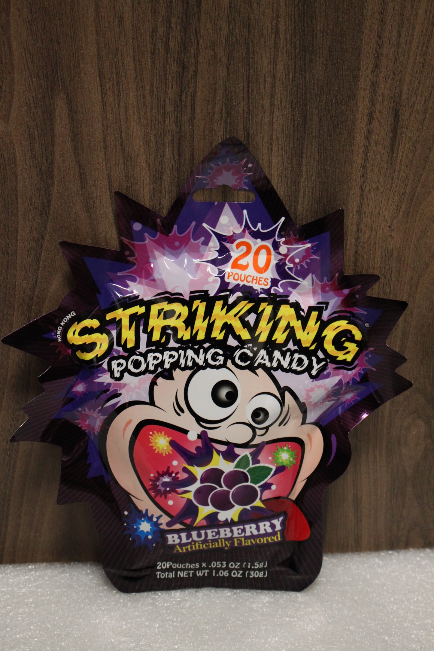 STRIKING Knallbonbons – Blaubeere – Streifen 30g