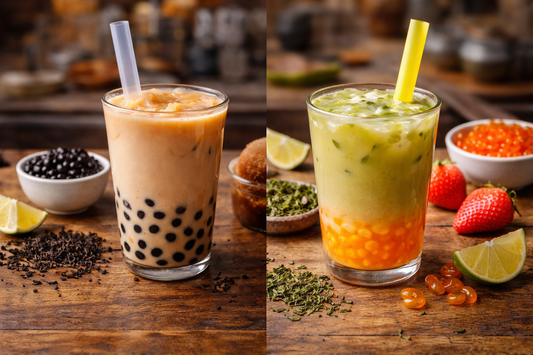 Bubble Tea traditionell vs. Popping Boba: Unterschiede & Rezepte mit Grün- und Schwarztee