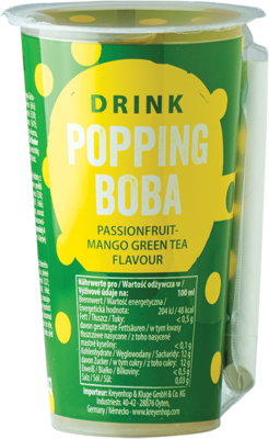 OBOBA Popping Boba Drink, Passion Fruit&Mango Green Tea 425ml