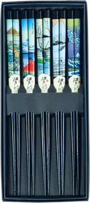 JADE TEMPLE Essstäbchen Set 5er schwarz, Holz, Japanese Style