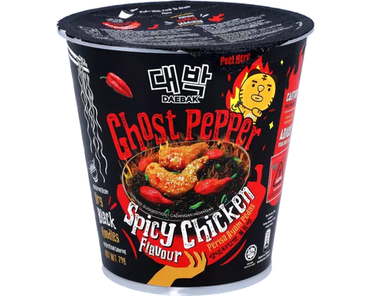 DAEBAK Schwarze Nudeln mit Ghost Pepper – Scharfes Hähnchen – Becher 79g