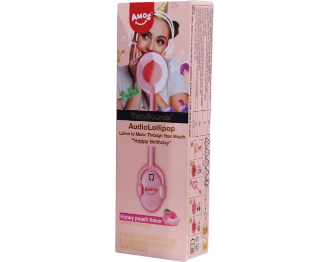 TASTY SOUNDS Lutscher mit Honig-Pfirsich-Geschmack und Musik – Alles Gute zum Geburtstag 12g
