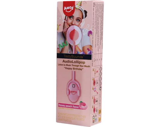 TASTY SOUNDS Lutscher mit Honig-Pfirsich-Geschmack und Musik – Alles Gute zum Geburtstag 12g