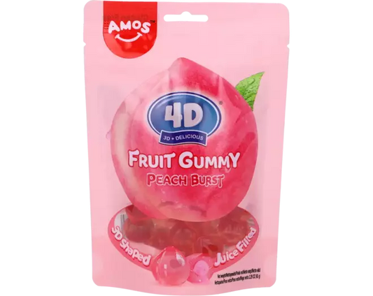 AMOS 4D Fruchtgummibärchen Juicy Burst – Pfirsich 65g