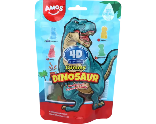 AMOS 4D Gummibärchen-Dinosaurier – Fruchtgeschmack 65g