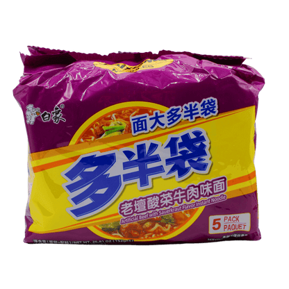 BAIXIANG Instantnudeln mit Rindfleisch- und Sauerkrautgeschmack 475g