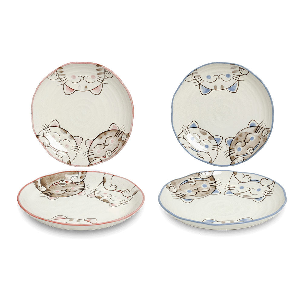 LTP Drei Katzen Teller 19,5cm (1 Stück, blau oder rosa)