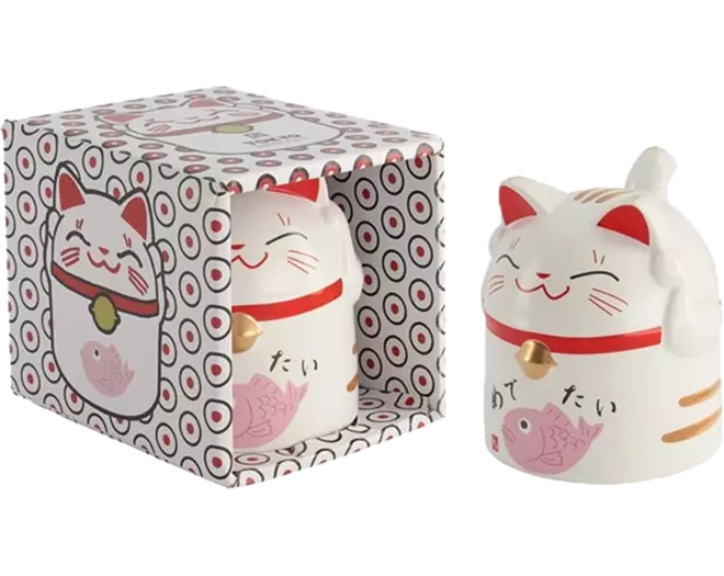 TOKYO DESIGN STUDIO Kawaii-Tassen-Geschenkset „Glückskatze“ Rosa 350 ml