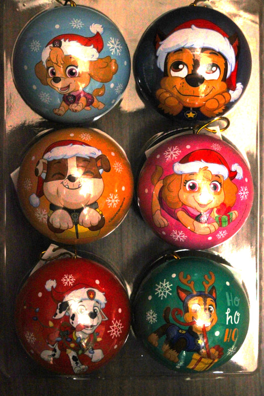 DOLCI Paw Patrol | Metallene Weihnachtskugel mit Süßigkeiten (1 Stück) 5g