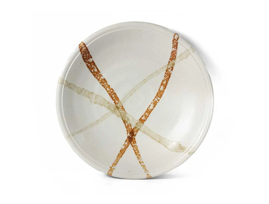 TAISAN Tiefer Teller weiß-gelb: Dia 27X3.5 cm