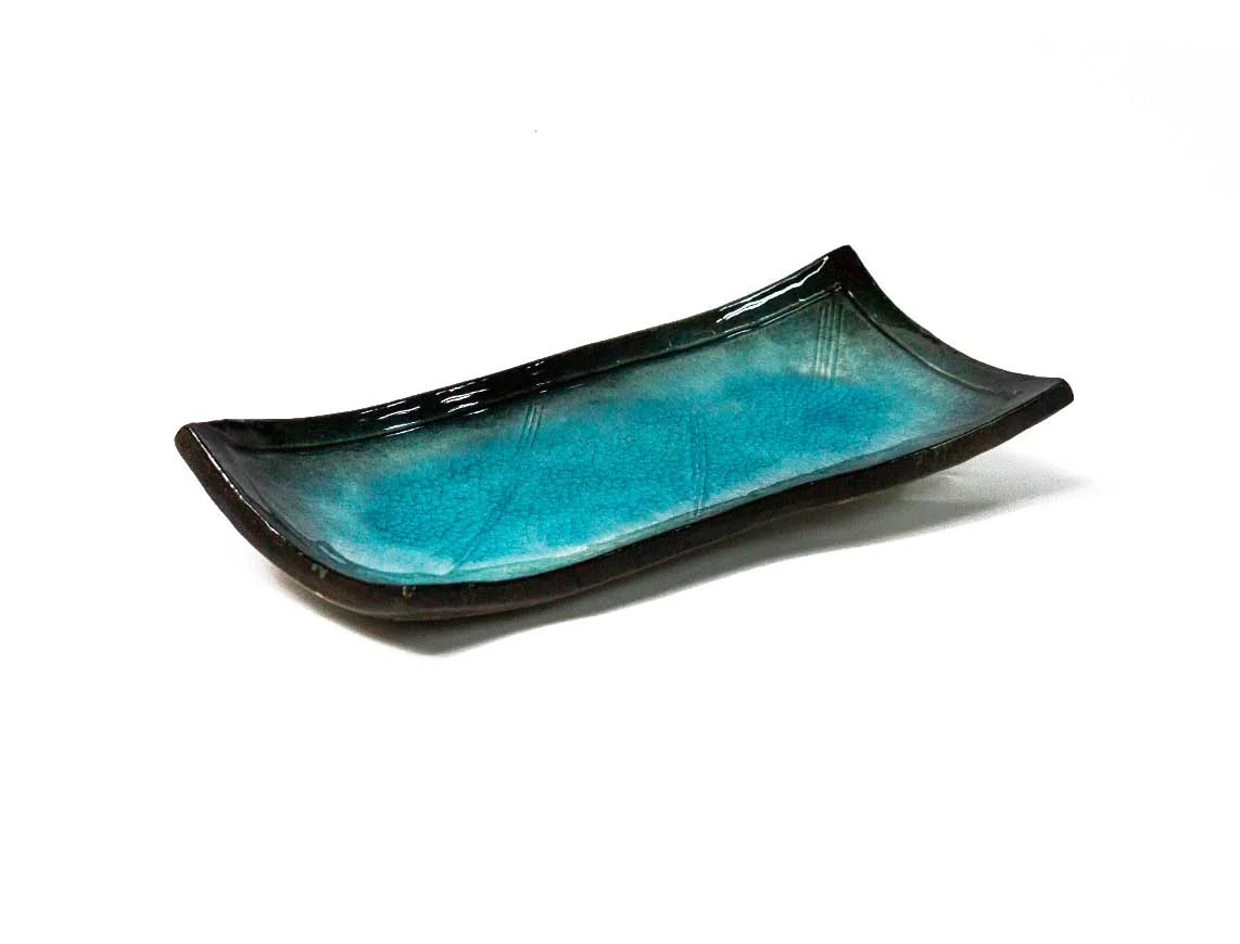 TAISAN Teller länglich | Blau-Schwarz | 24,5x8x8cm Porzellan