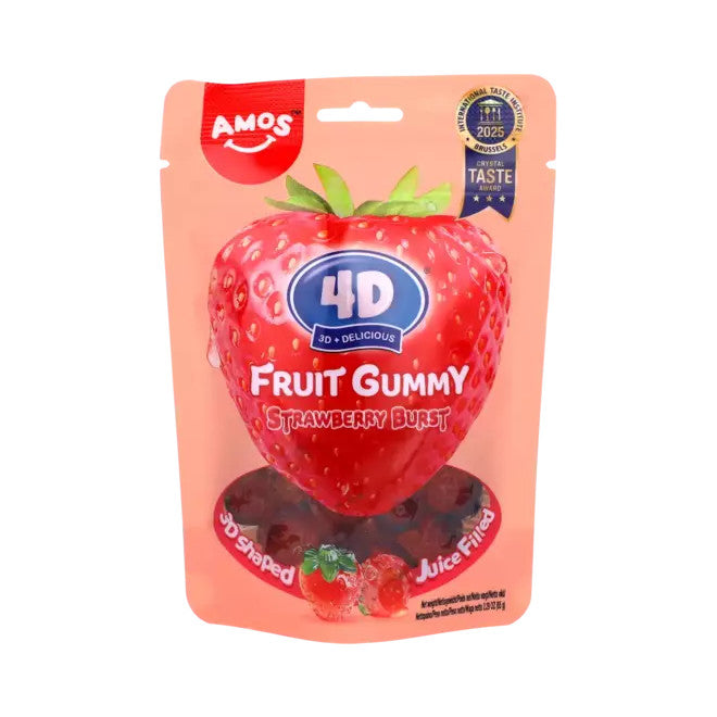 AMOS 4D Fruchtgummibärchen Juicy Burst – Erdbeere 65g