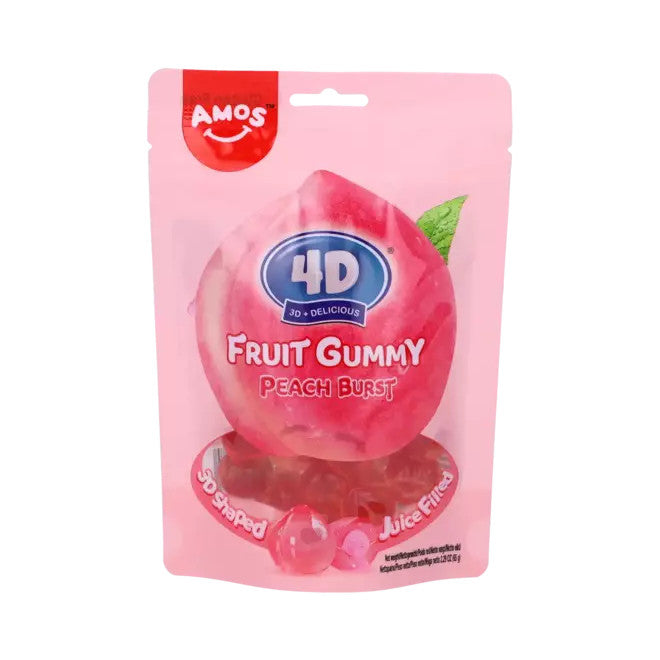 AMOS 4D Fruchtgummibärchen Juicy Burst – Pfirsich 65g
