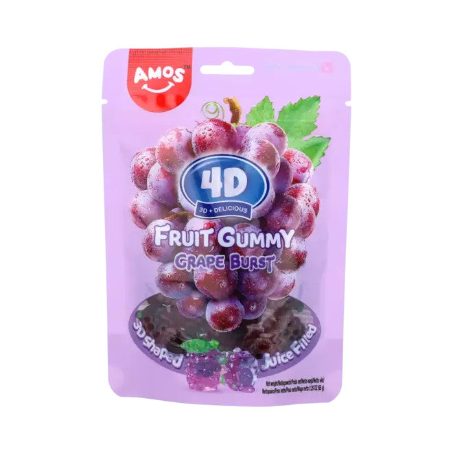 AMOS 4D Fruchtgummibärchen Juicy Burst – Traube 65g