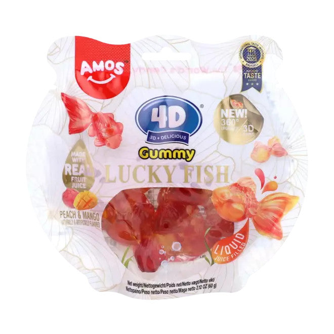 AMOS 4D Gummibärchen-Glücksfische – Pfirsich & Mango 60g