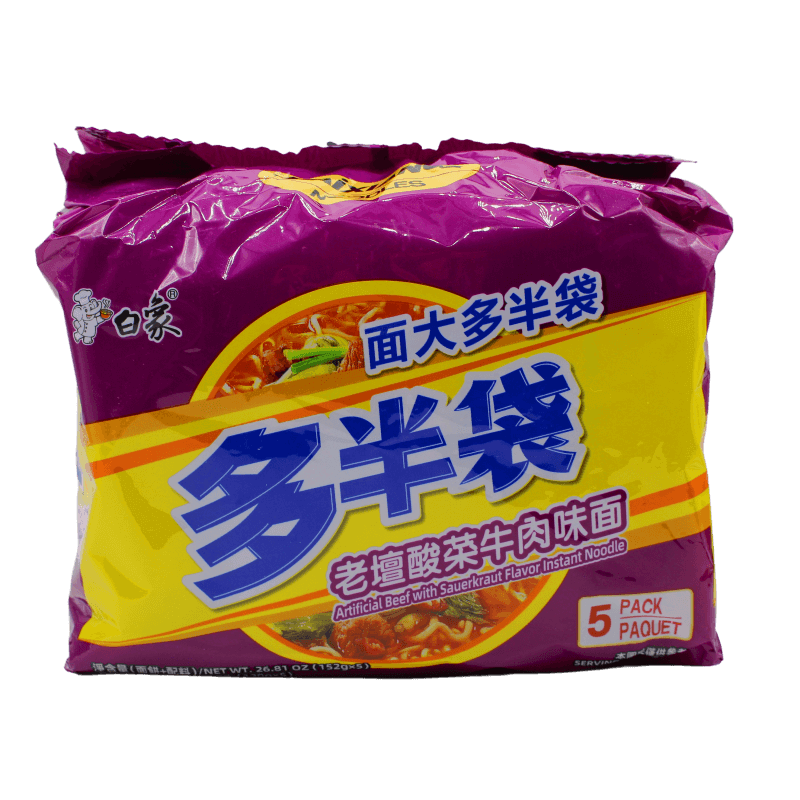 BaiXiang Instantnudeln mit Rindfleisch- und Sauerkrautgeschmack 475g