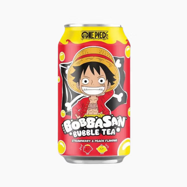 BOBBASAN Bubble Tea, One Piece, Erdbeer & Pfirsich, Luffy 320ml