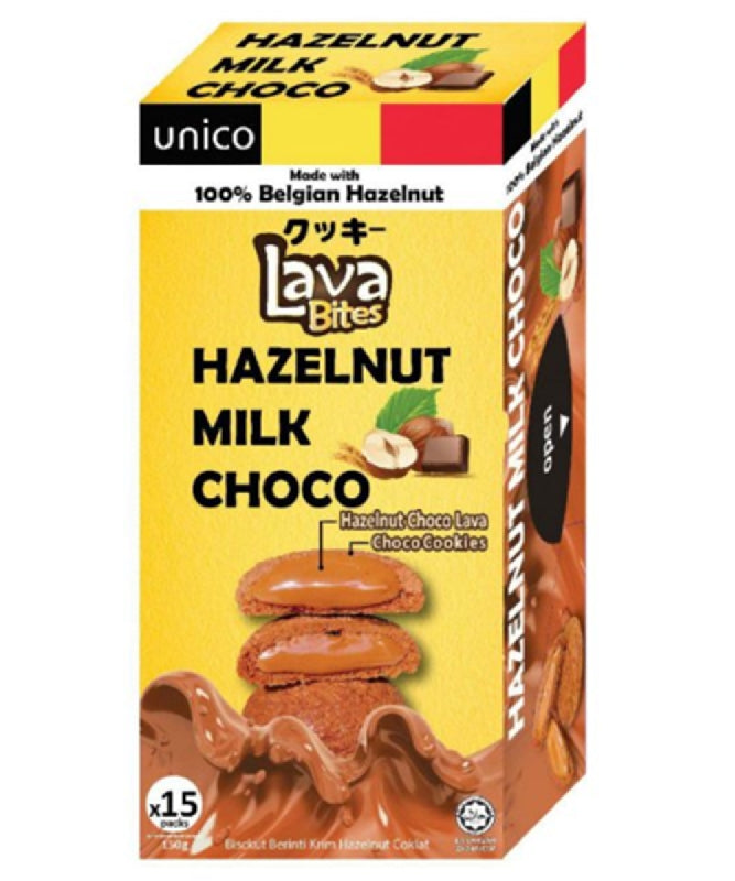 UNICO Lava Bites Haselnuss Milchschokolade 150g