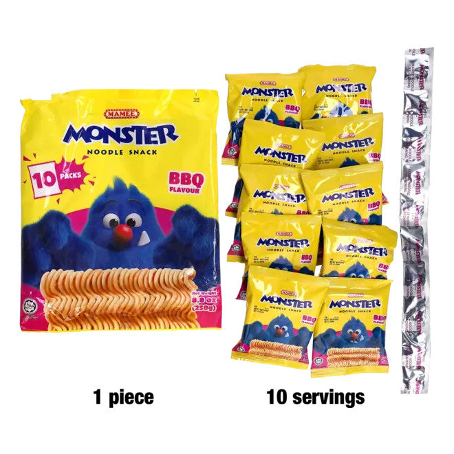 Mamee Monster-Nudelsnack im Beutel – BBQ Geschmack 25g