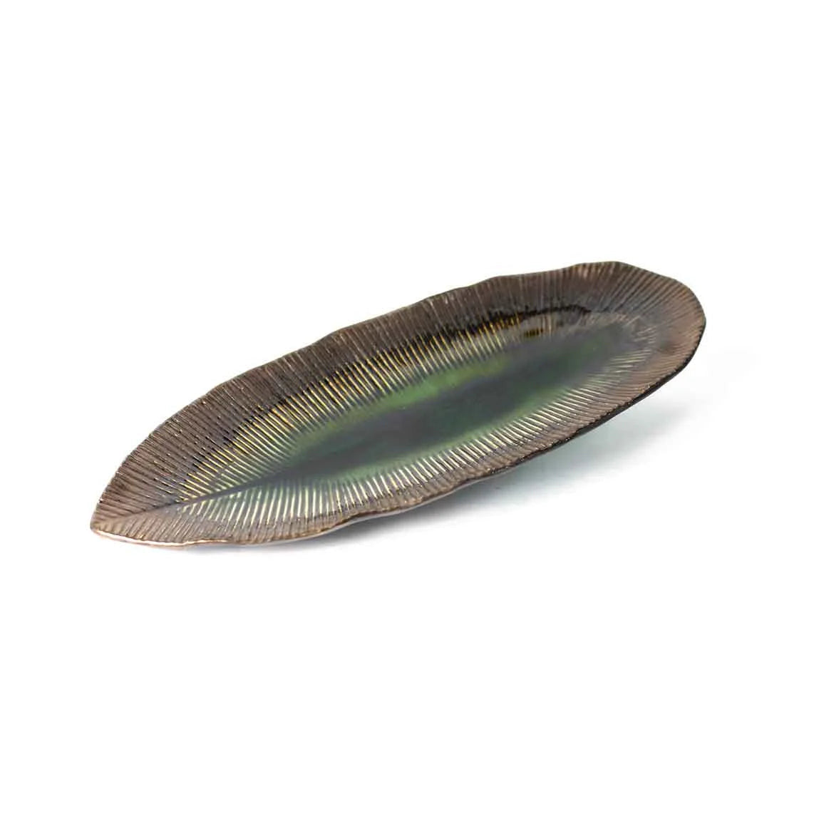 Oblong-Teller | Grün-Braun 21 x 10, 5cm