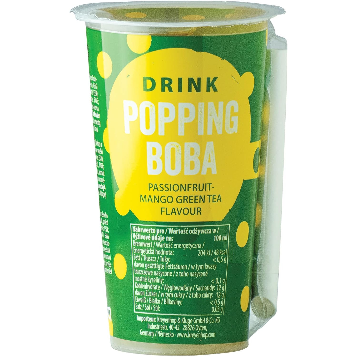 OBOBA Popping Boba Drink, Passion Fruit&Mango Green Tea 425ml