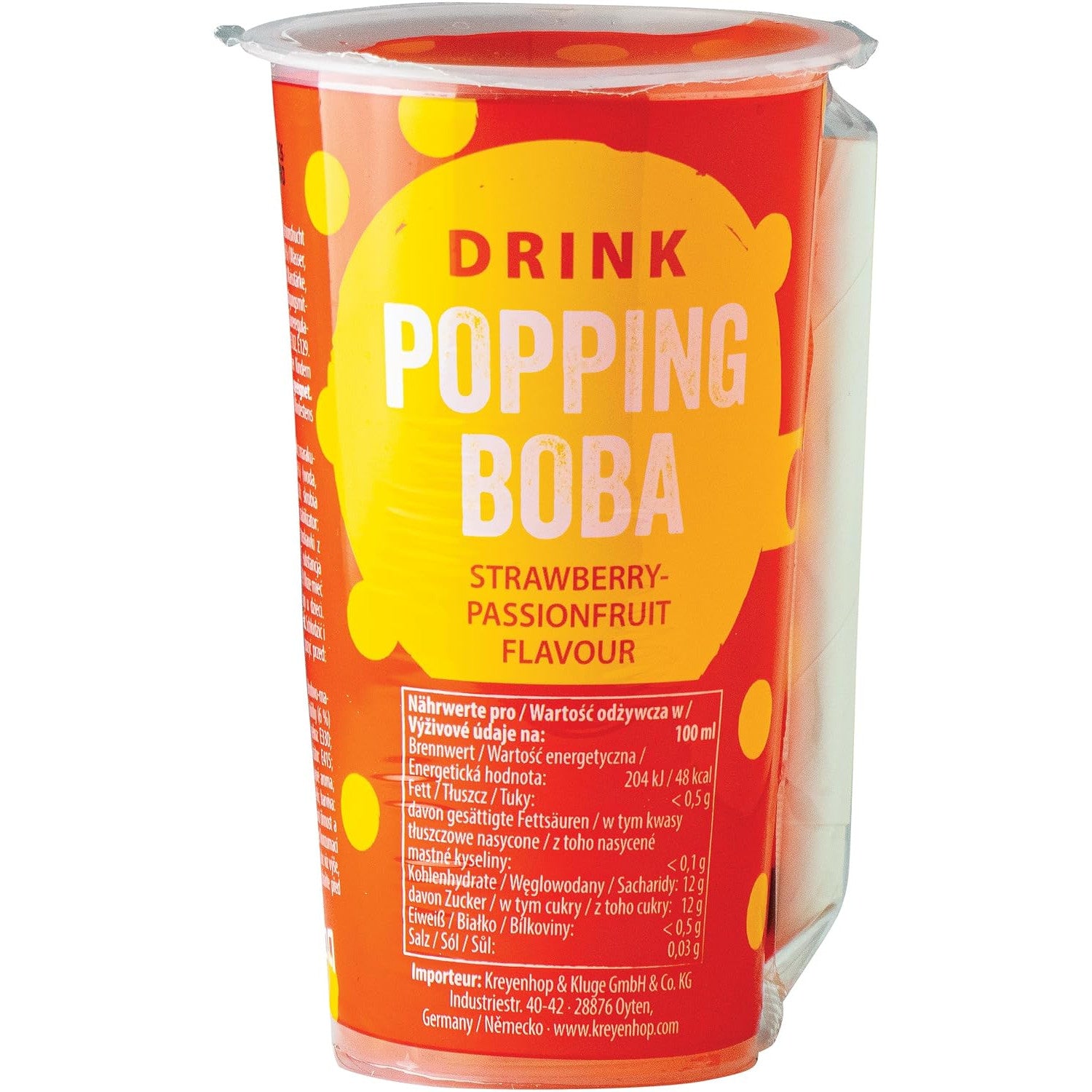 OBOBA Popping Boba Drink, Strawberry & Passion Fruit 425ml
