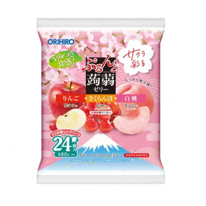 ORIHIRO Apfel-, Kirsch- und weißer Pfirsich-Konjak-Gelee 480g