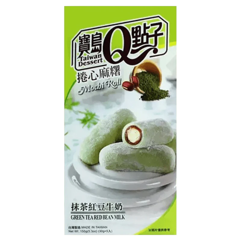 Q-Brand Milch Mochi Rolle Macha & Rote Bohnen 150g