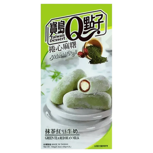 Q-Brand Milch Mochi Rolle Macha & Rote Bohnen 150g