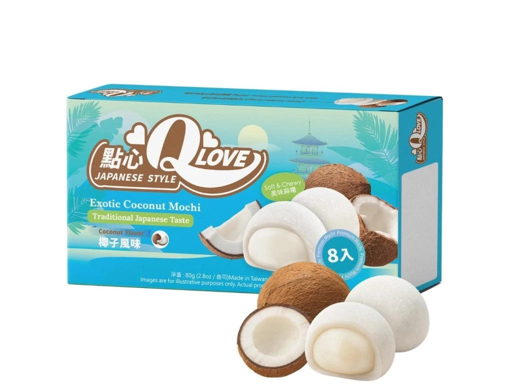QLove Mini-Mochi mit exotischer Kokosnuss-Premiumfüllung 80g