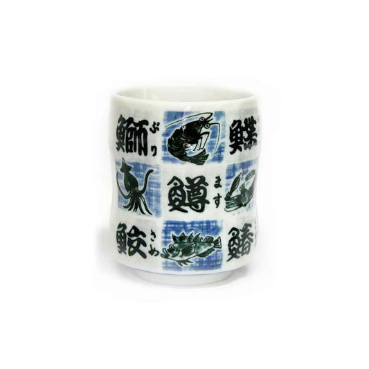 Taisan Teebecher mit Schrift und Fisch Dia:8,3xH:10,3cm 350ml