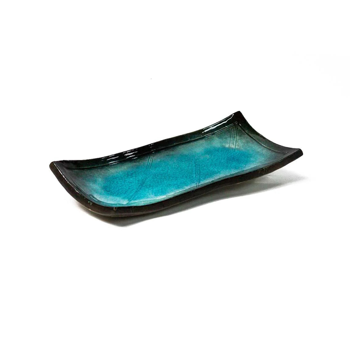 Taisan Teller länglich | Blau-Schwarz | 24,5x8x8cm Porzellan