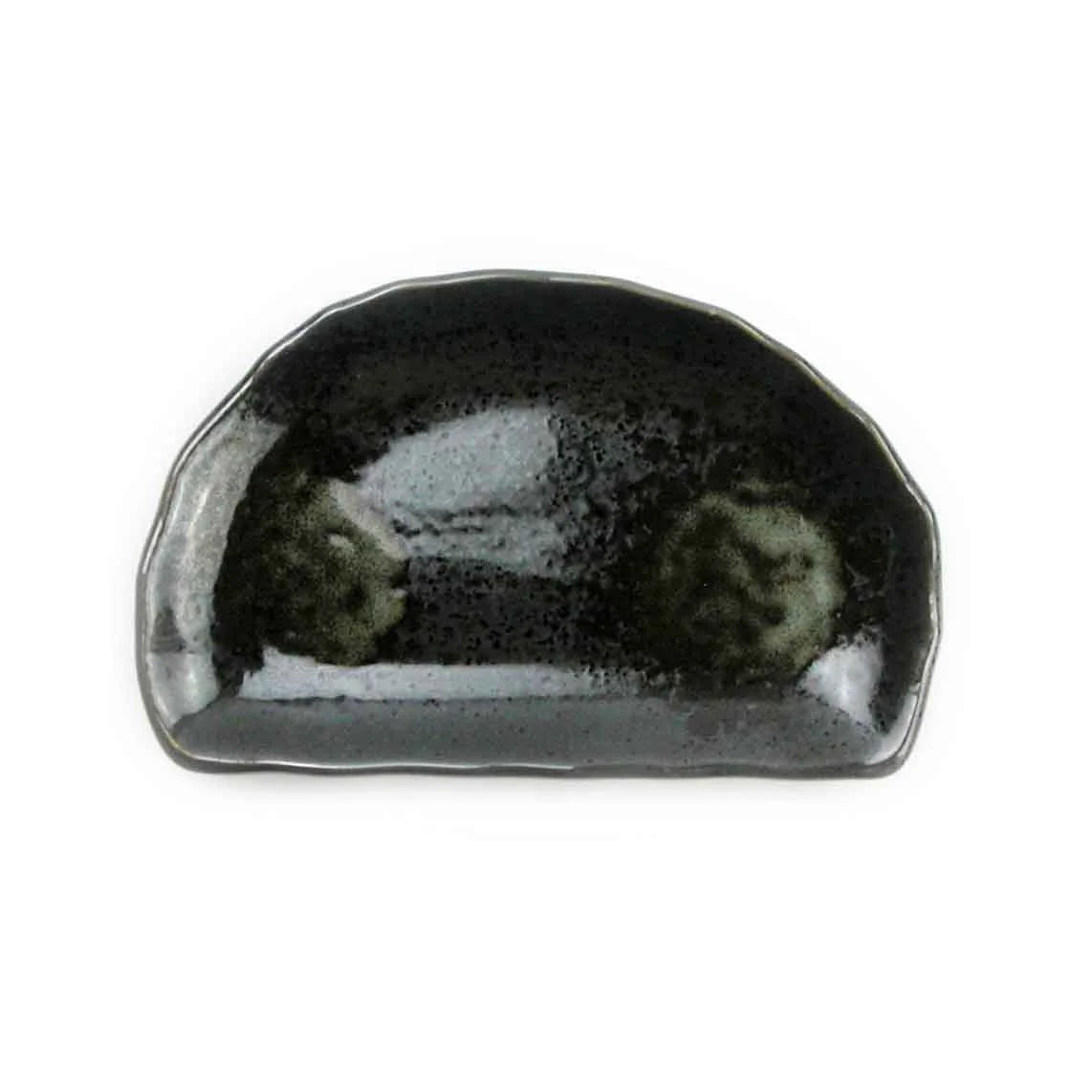 Teller | Halbrund Porzellan¦ Schwarz-Gold¦ 21x12,5 CM