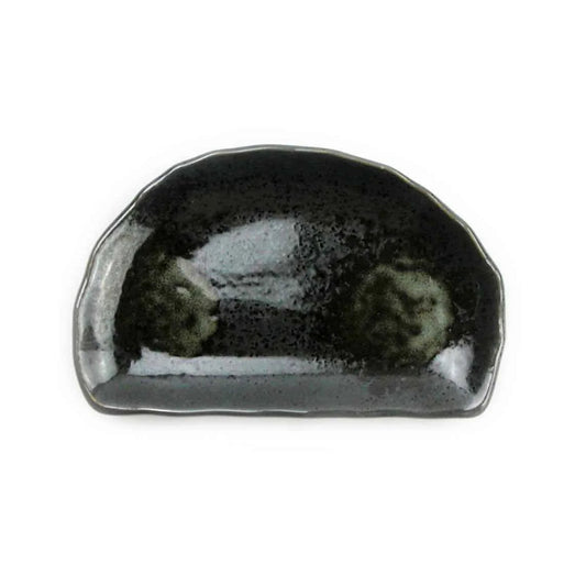 Teller | Halbrund Porzellan¦ Schwarz-Gold¦ 21x12,5 CM