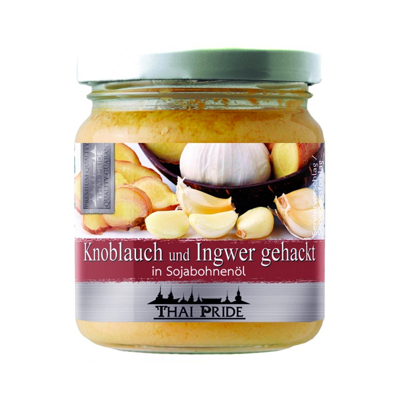 THAI PRIDE Knoblauch Ingwer gehackt in Sojabohnenöl 175 g
