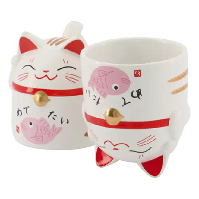 Tokyo Design Studio Kawaii-Tassen-Geschenkset „Glückskatze“ Rosa 350 ml