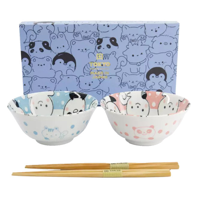 Tokyo Design Studio Kawaii-Tiere, Schüssel-Geschenkset inklusive Essstäbchen