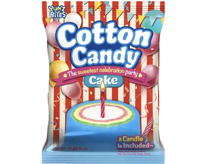 Yum'z Bites Geburtstags-Zuckerwatte-Kuchen mit Kerze 13g