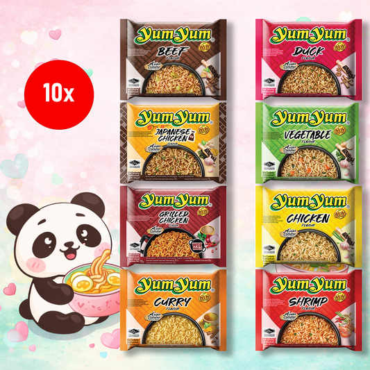 YumYum Instant Nudel Mix 10er Pack – Asia Ramen Set mit 8 Sorten