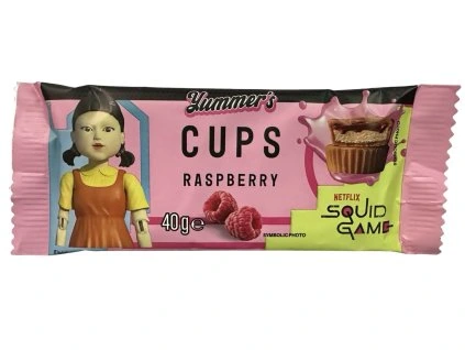 YUMMERS Squid Game Milchschokolade-Himbeer-Cups 40g